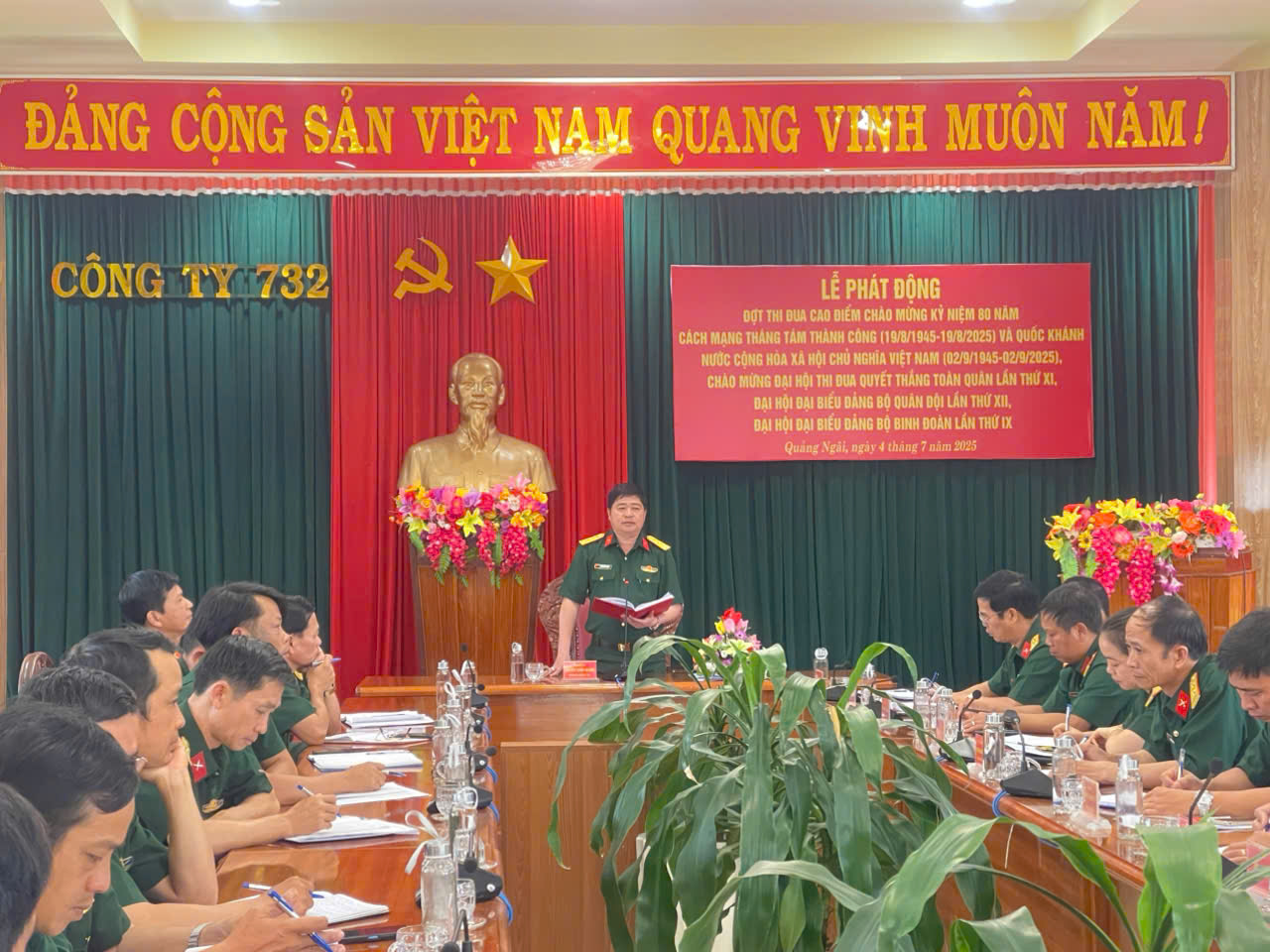 Công ty 732 (Binh đoàn 15) phát động đợt thi đua cao điểm chào mừng các ngày lễ lớn và Đại hội Đảng các cấp