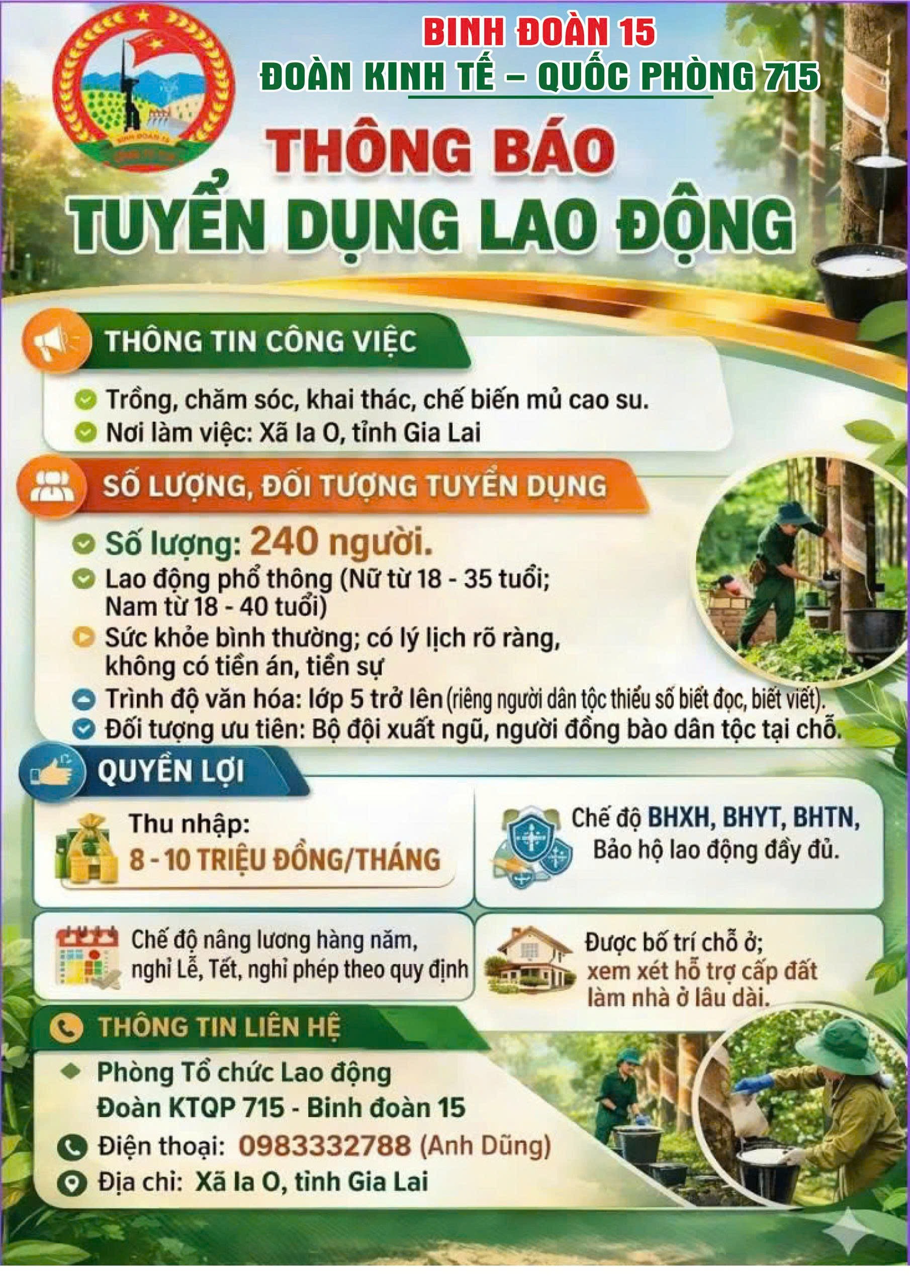 Đoàn KTQP 715 tuyển dụng